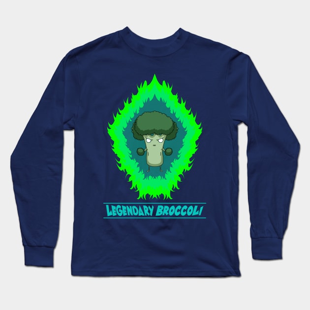 Legendary Broccoli, extremely powerful broccoli! Long Sleeve T-Shirt by mrbitdot